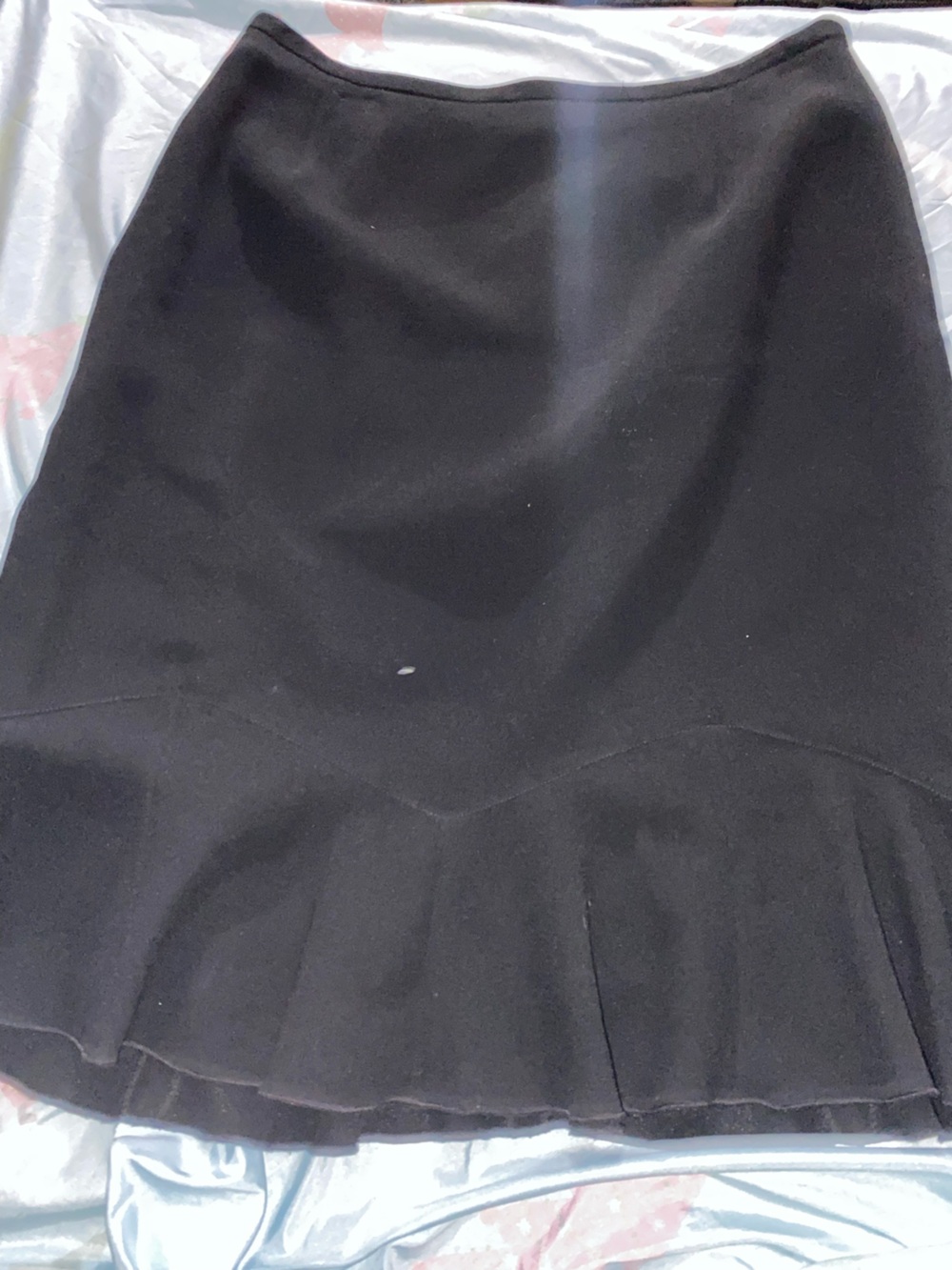Women's Black A-Line Skirt with Flounce Hem